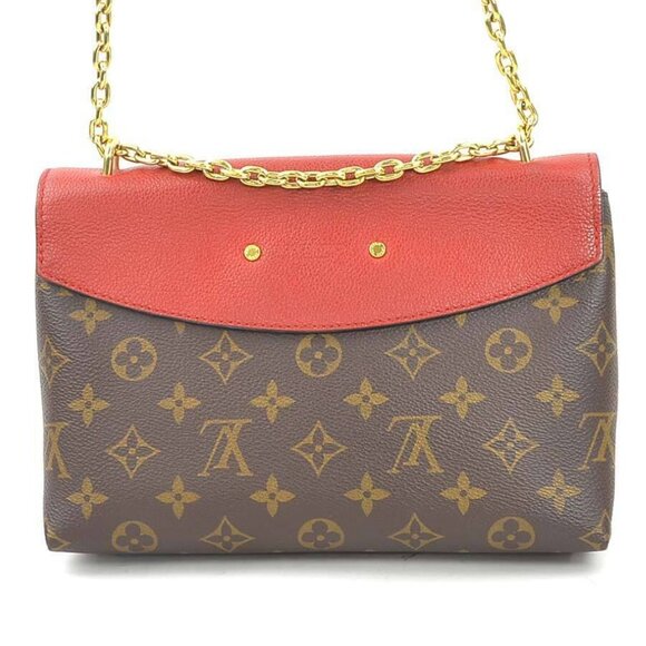 Auth LOUIS VUITTON Monogram Saint Placide Shoulder Bag Brown/Red - Picture 3 of 15